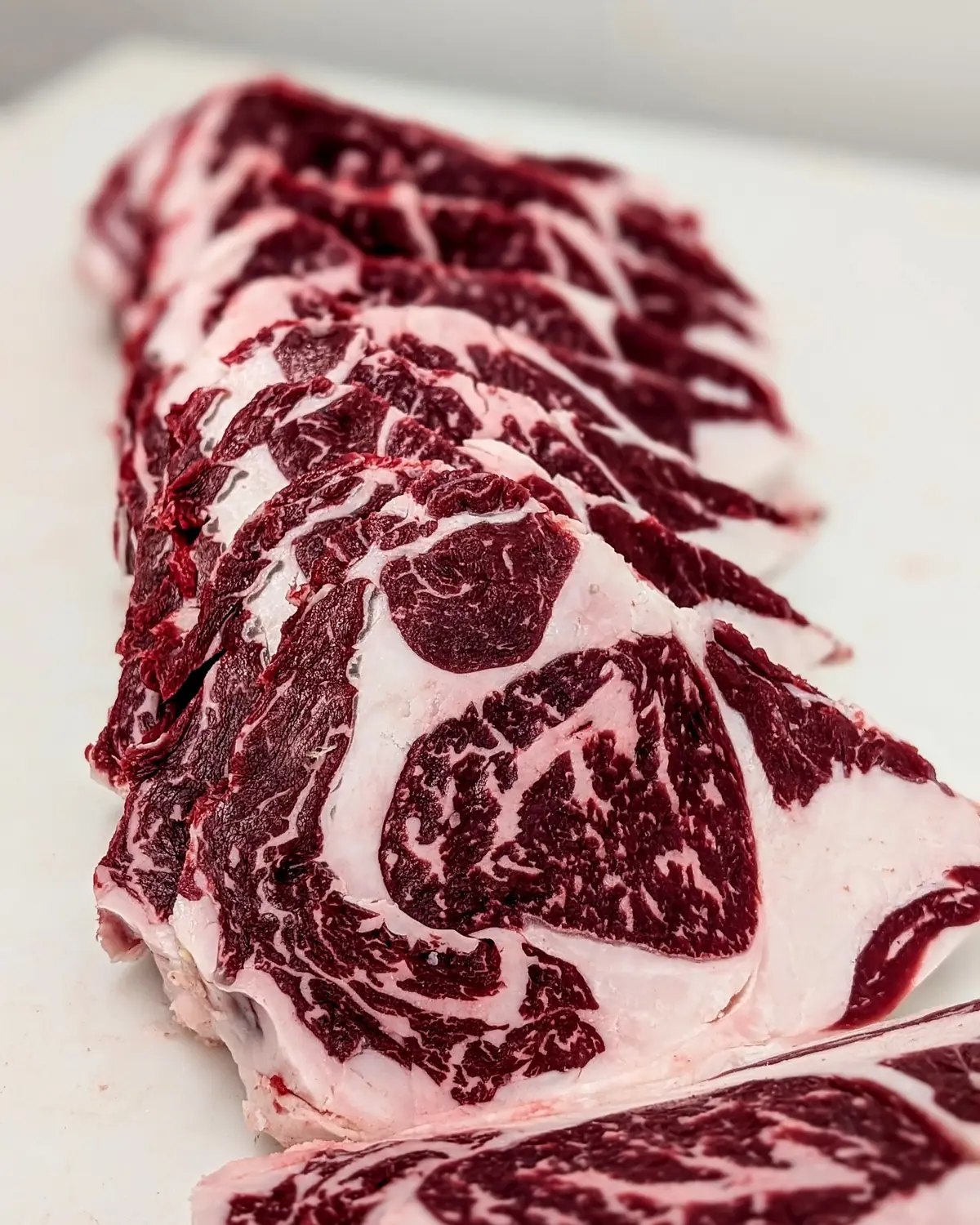 Close-up of Wagyu marbling